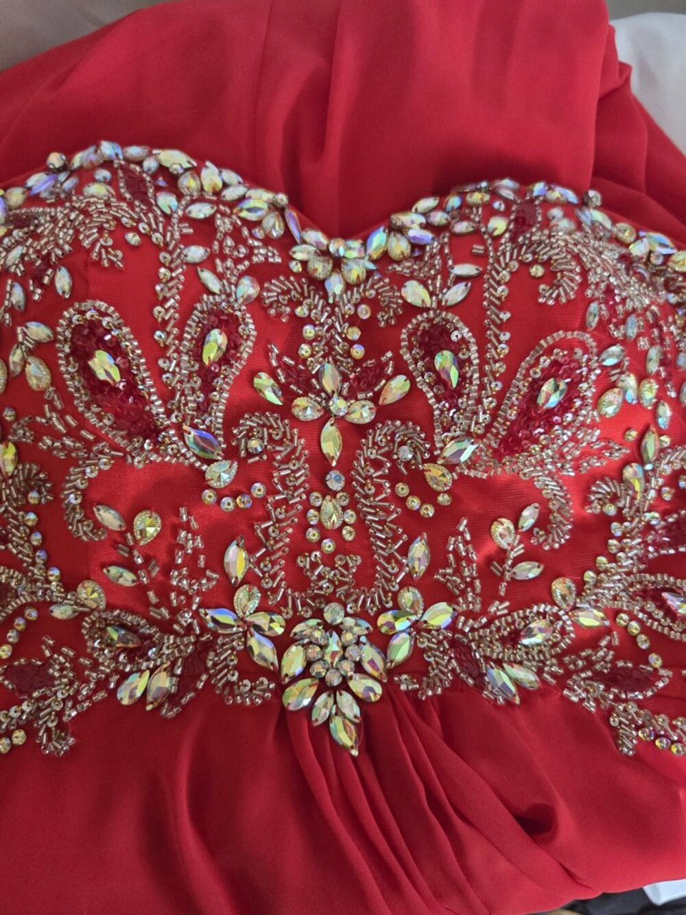 Renaissance Collection Red Formal Gown Sequins bodice. sz 13/14 - Picture 4 of 6